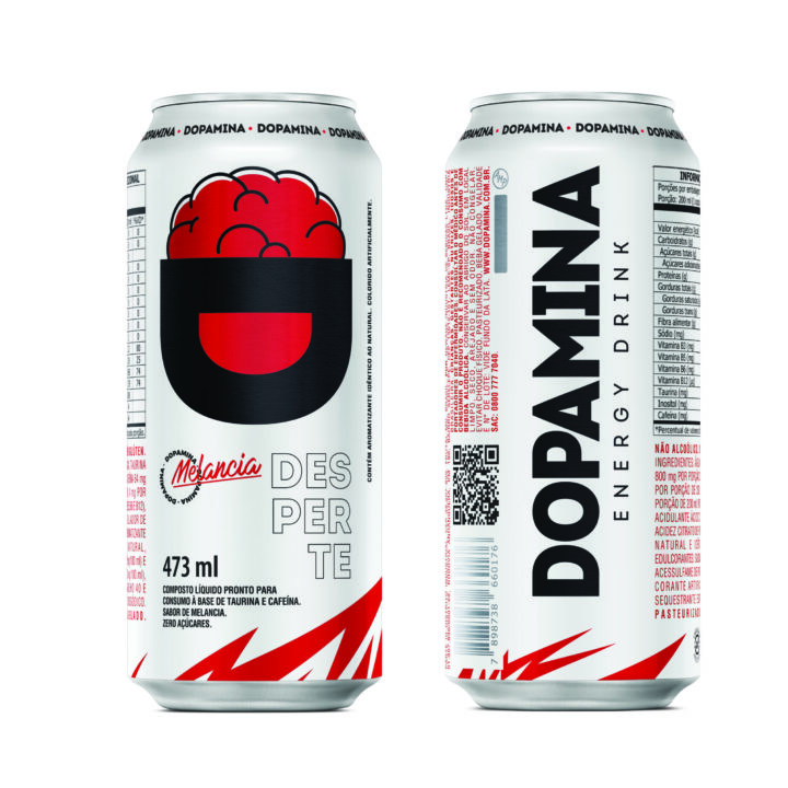 Dopamina Energy Drink Melancia Zero Açúcares - Lata 473ml - 6 Unidades