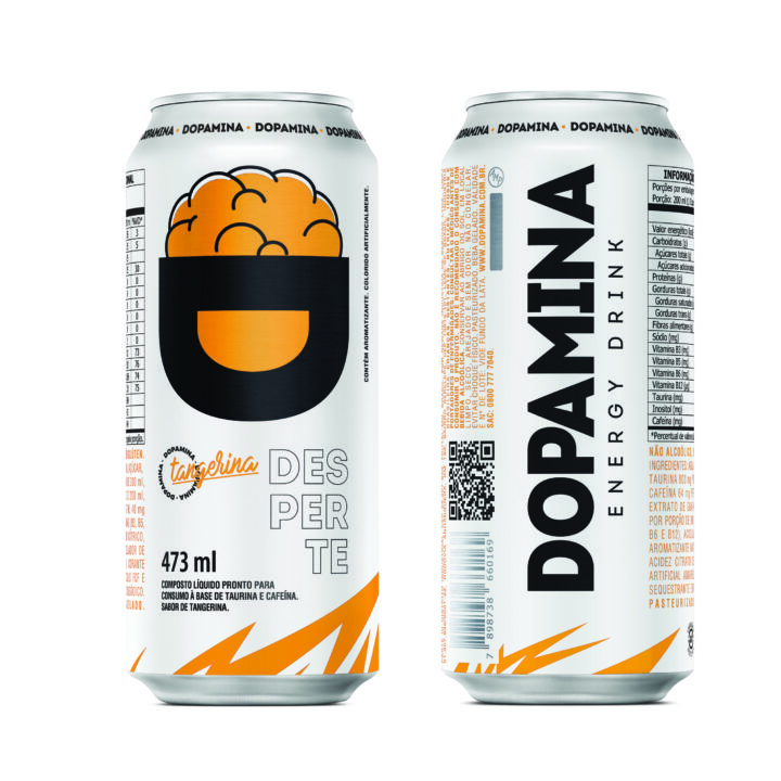 Dopamina Energy Drink Tangerina - Lata 473ml - 6 Unidades
