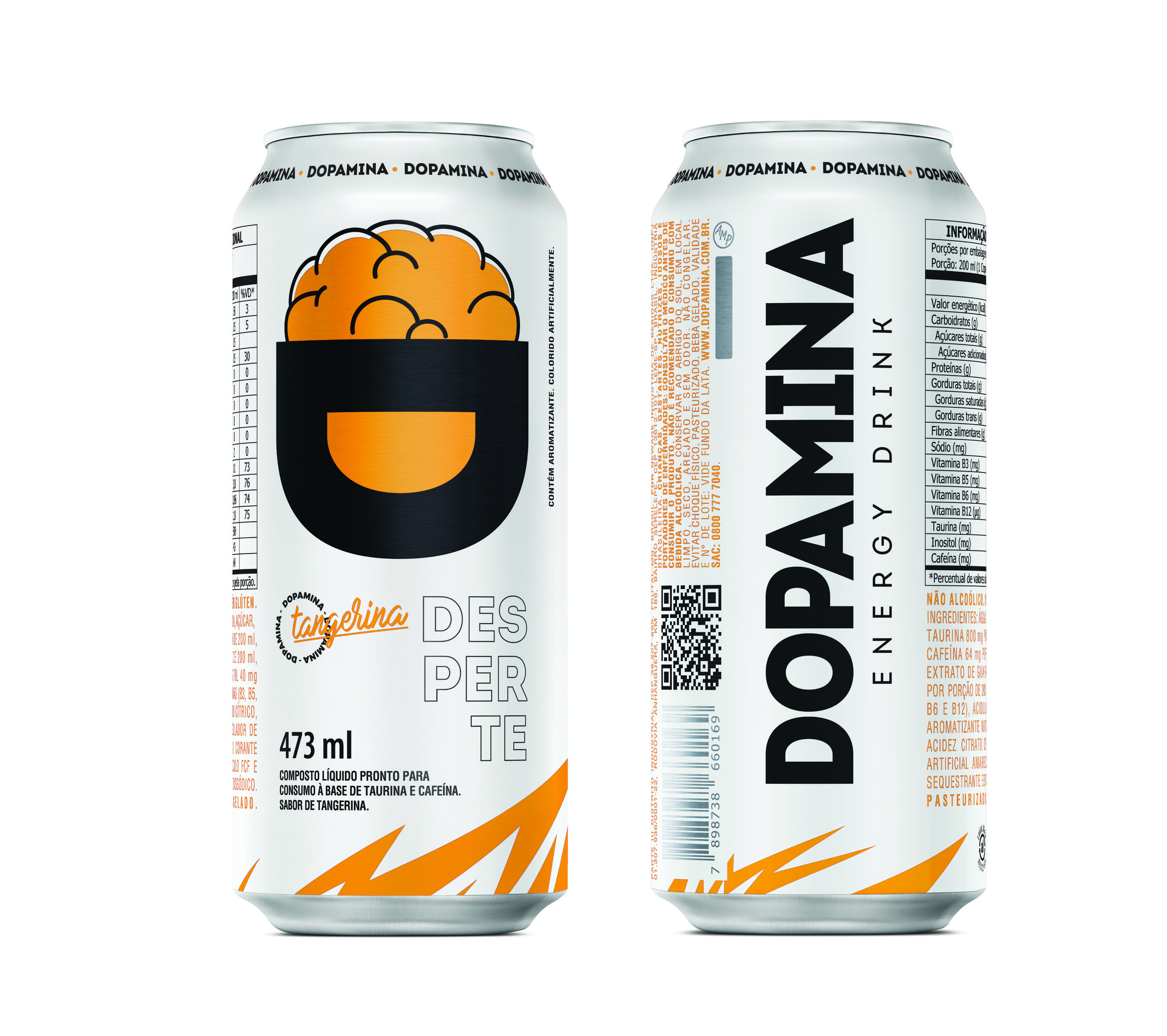 Dopamina Energy Drink Tangerina - Lata 473ml - 6 Unidades
