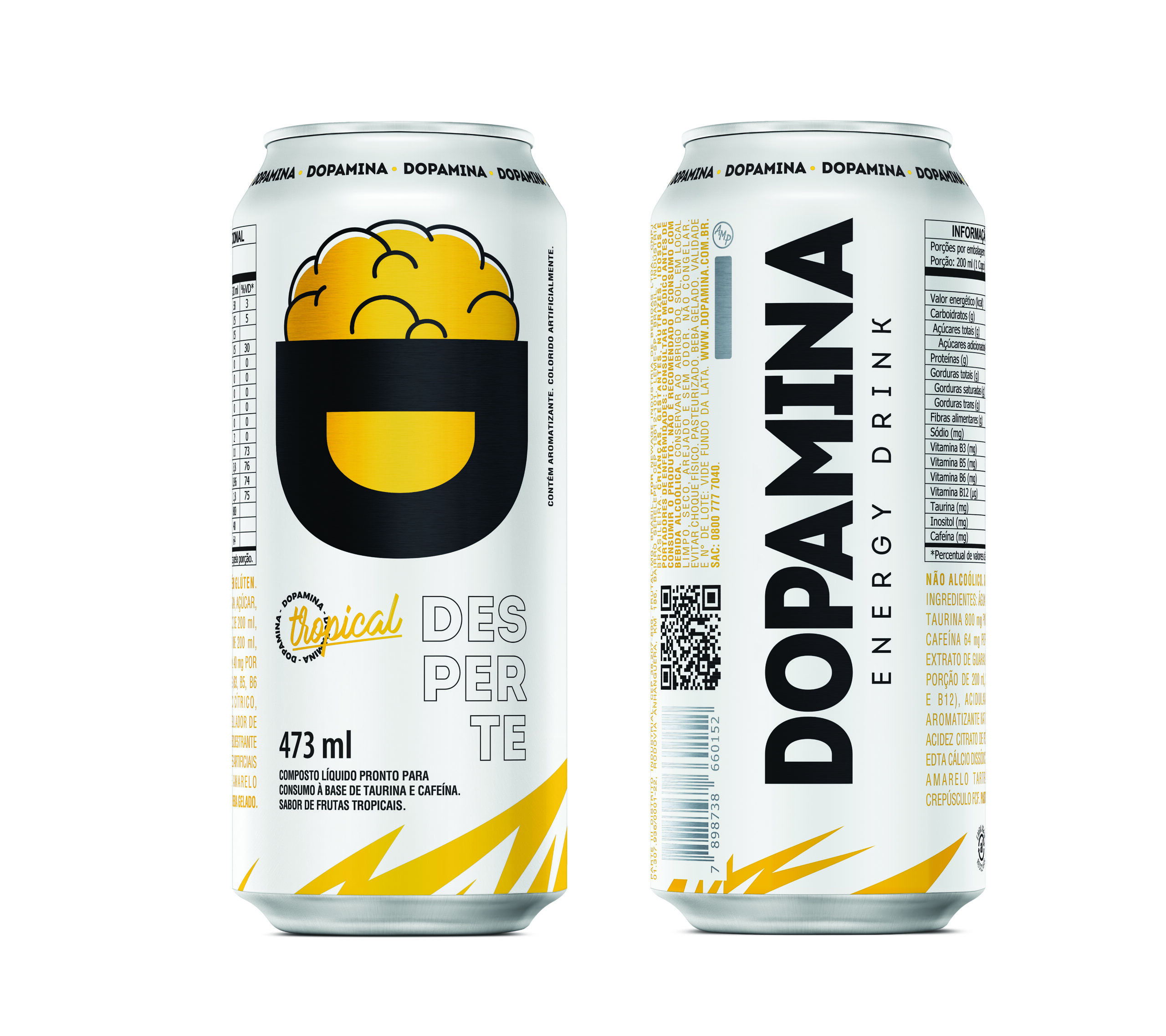 Dopamina Energy Drink Tropical - Lata 473ml - 6 Unidades