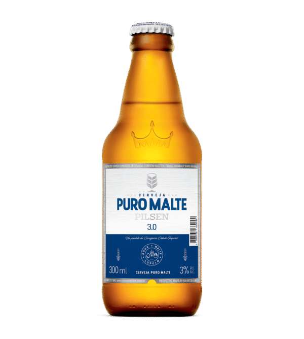 Cerveja Puro Malte Pilsen 3.0 Garrafa 300ml -12 Unidades