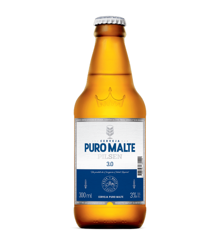 Cerveja Puro Malte Pilsen 3.0 Garrafa 300ml - 24 Unidades