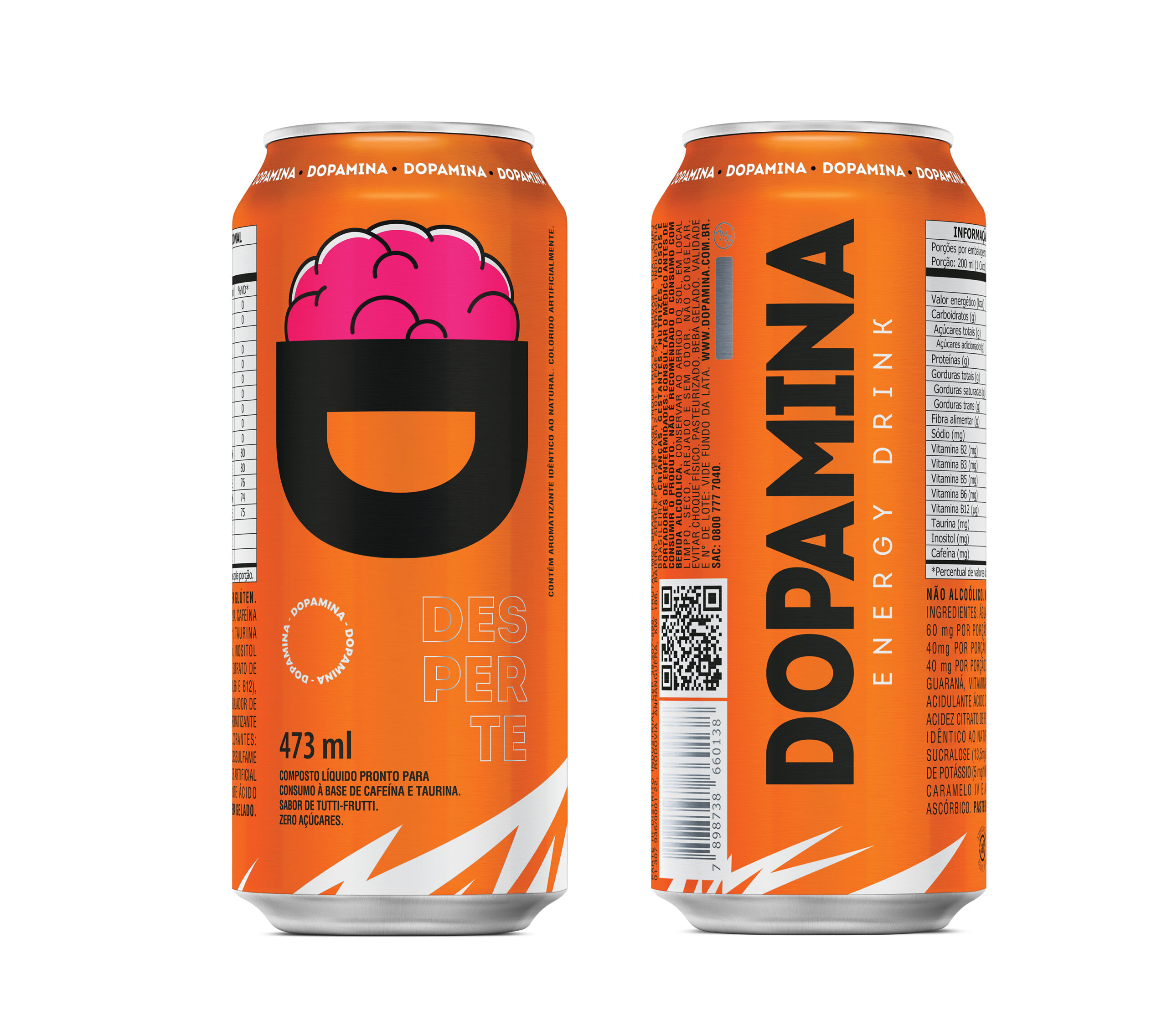 Dopamina Energy Drink Tradicional Zero Açúcares - Lata 473ml - 6 Unidades