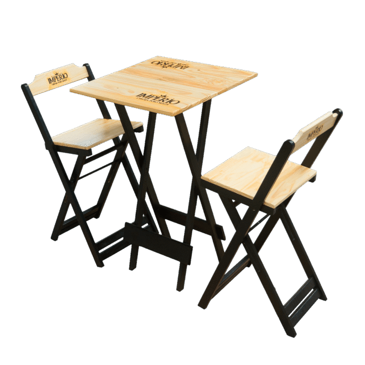 Conjunto Dobrável Bistrô Império - 1 Mesa com 2 Banquetas (Frete não incluso)