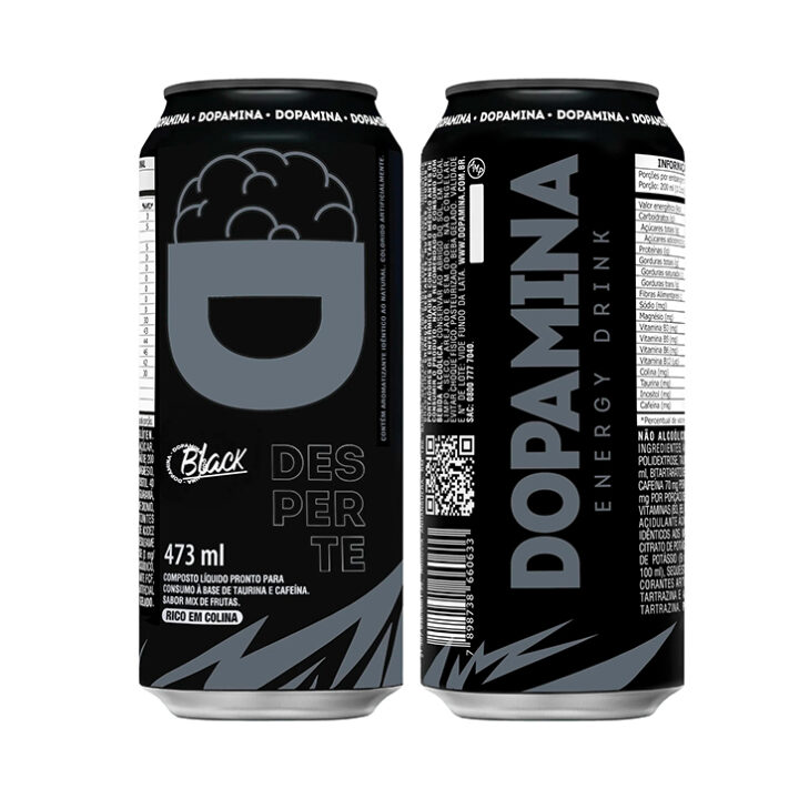 Dopamina Energy drink black - Lata 473ml – mix de frutas – 6 unidades