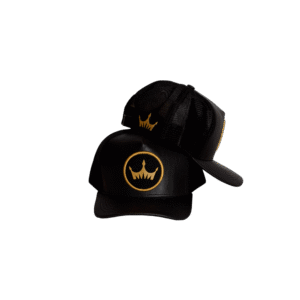 Boné Império Coroa Dourado- Couro Preto (Frete não incluso)