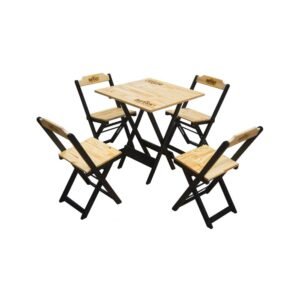 Conjunto Dobravel - 1 Mesa com 4 Cadeiras - Madeira - Império (Frete não incluso)