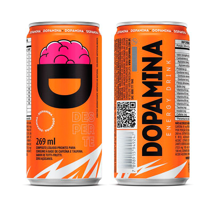Dopamina Energy drink tradicional zero açúcares - Lata 269ml – Tutti Frutti – 6 unidades